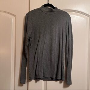 💚 BOGO FREE 💚 H&M Ribbed Gray Mock Neck Long Sleeve Shirt Size Medium